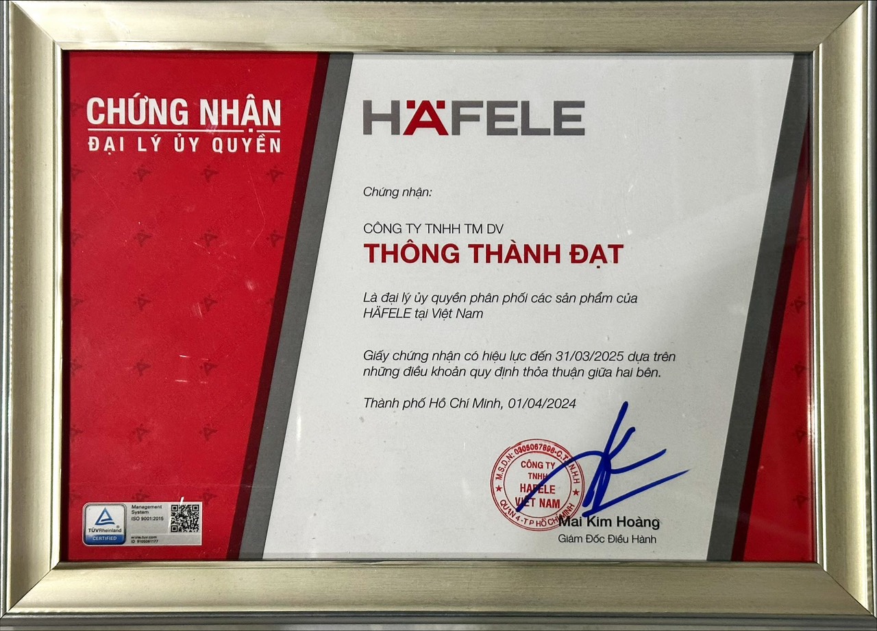 Chứng nhận đại lý Hafele 2024