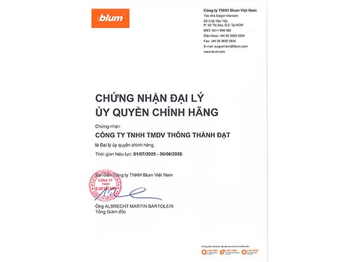 Chứng nhận đại lý Blum 2025