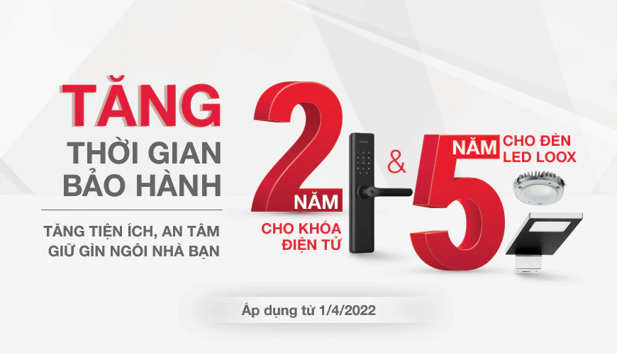 Thông Báo Tăng Thời Gian Bảo Hành Đối Với Khoá Điện Tử Và Hệ Đèn Loox