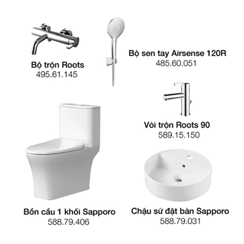 Gói thiết bị vệ sinh Hafele tiện nghi F - 732.19.764