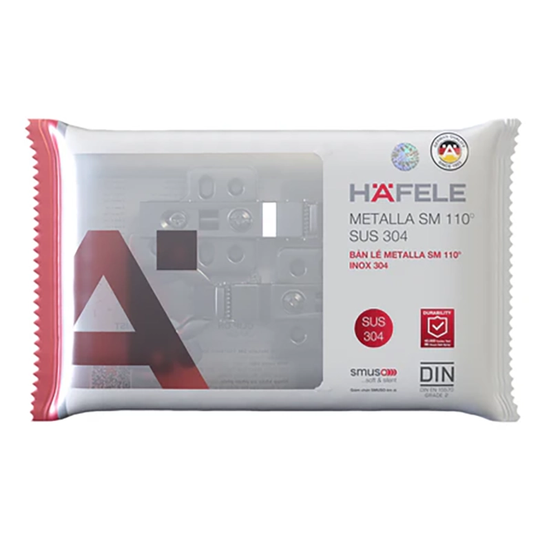 Bản lề Hafele DIY Inox 304 giảm chấn, cong nhiều, lọt lòng - 315.07.115