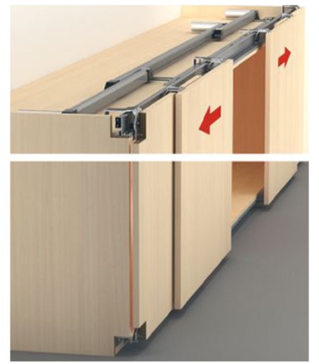 Bộ phụ kiện cơ bản cho cửa trượt thẳng 3 cánh 40mm Hafele - 402.35.007