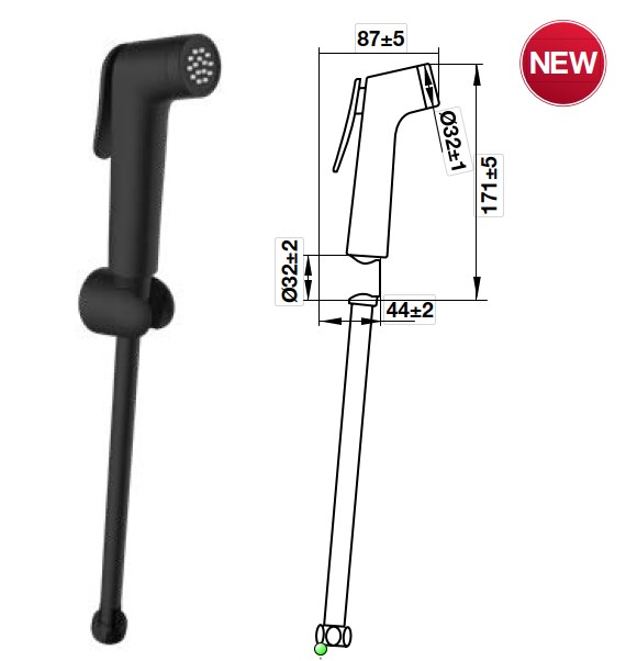 Vòi xịt vệ sinh Airsense đen - 485.95.078