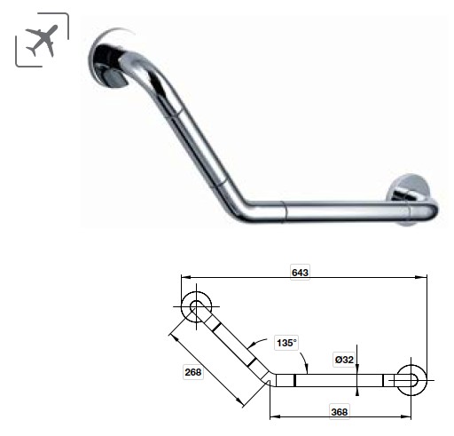Tay vịn phòng tắm 110O 368 mm hafele - 499.95.200