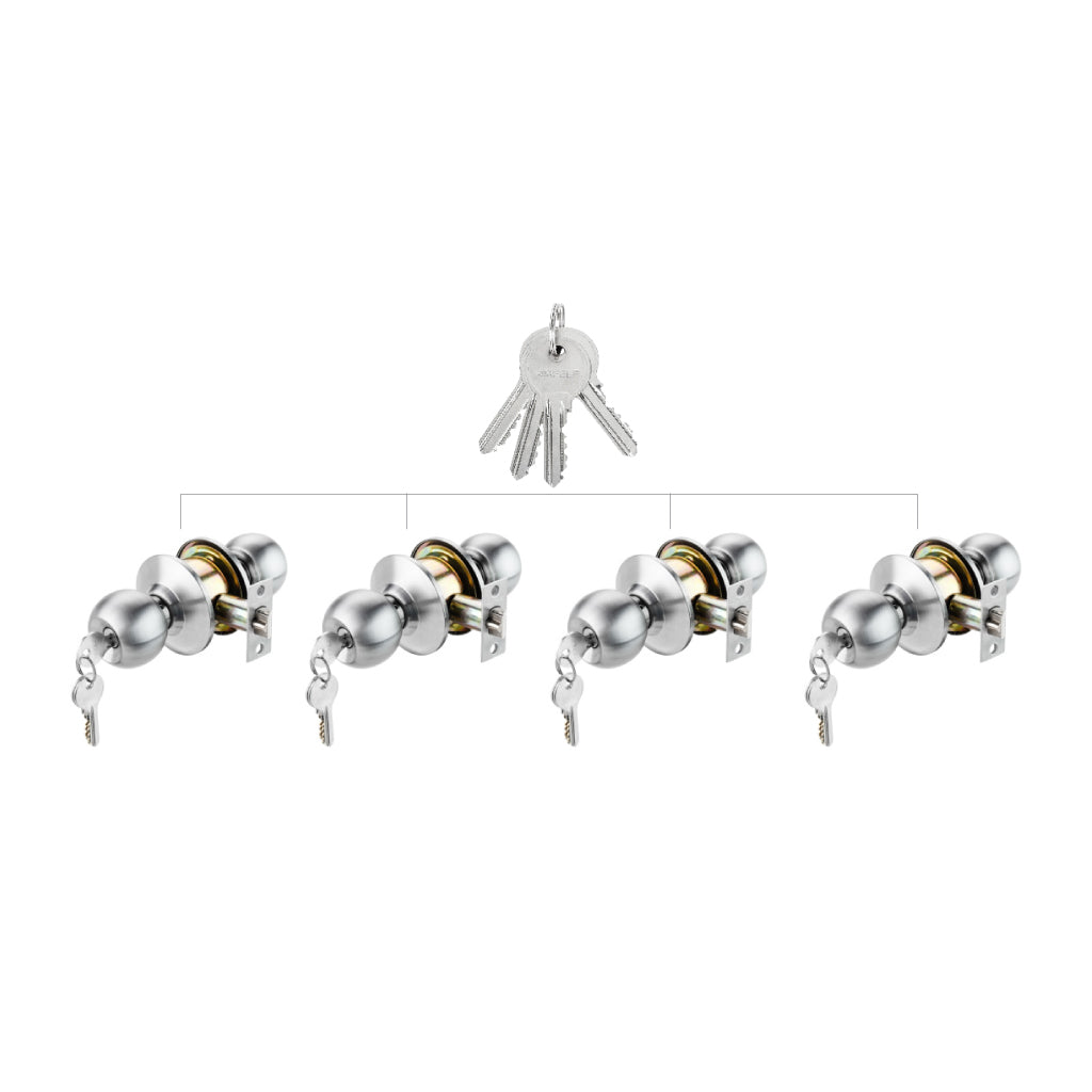 Bộ khóa tròn có chìa chủ Hafele DIY, inox mờ, bộ 4 khóa - 489.93.253