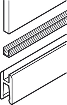 Thanh chia lắp gài cho cửa kính, Để trượt vào ray lắp bánh xe, 2500mm, SLIDO DESIGN 25 IF G 6mm - 415.13.622