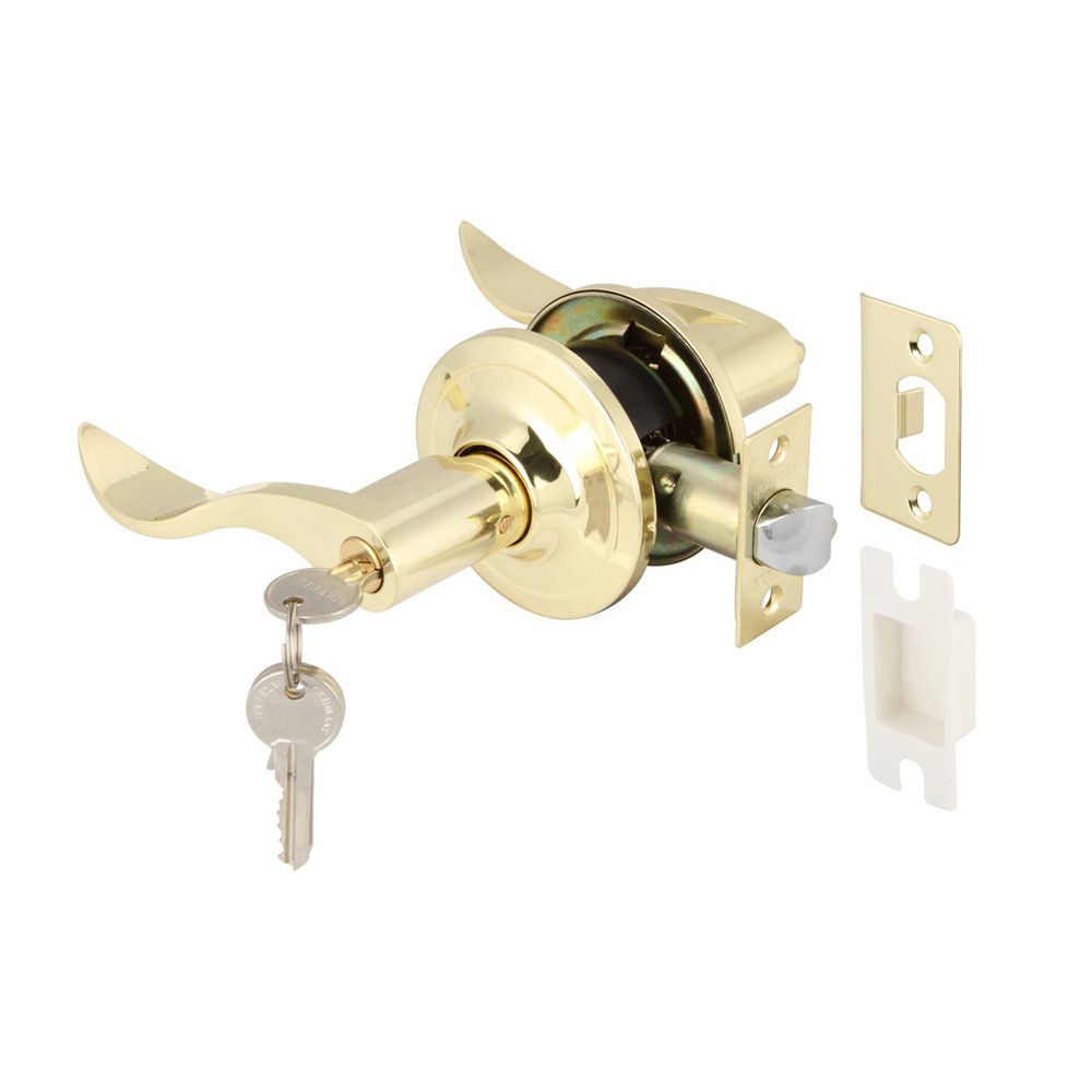 Bộ khóa tay nắm cửa đi Hafele DIY, đồng bóng - 489.10.195