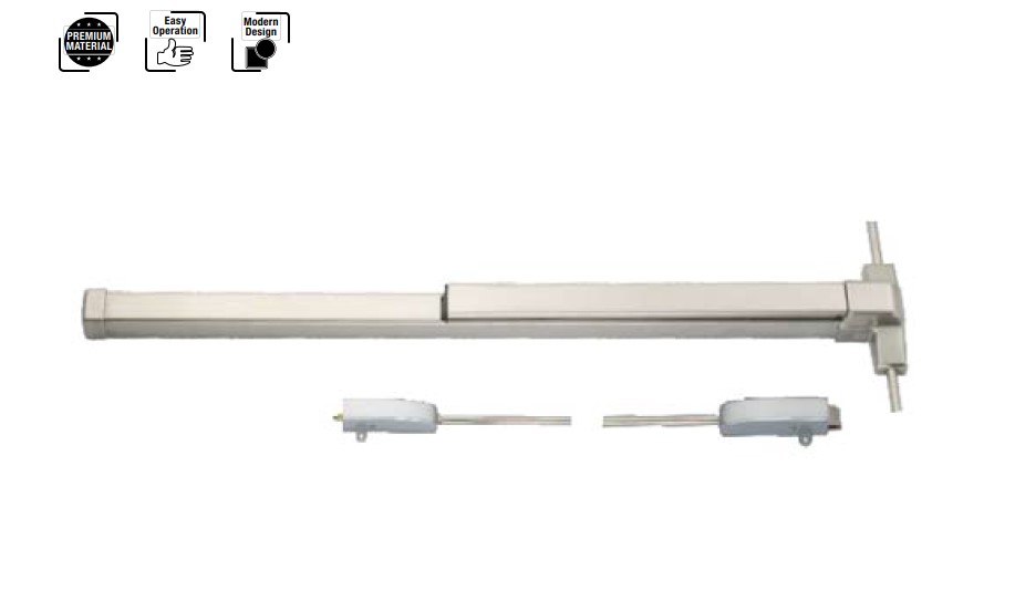 Thanh thoát hiểm với thanh chốt dọc Hafele Cho cửa 2400x900mm Đen mờ -911.52.146
