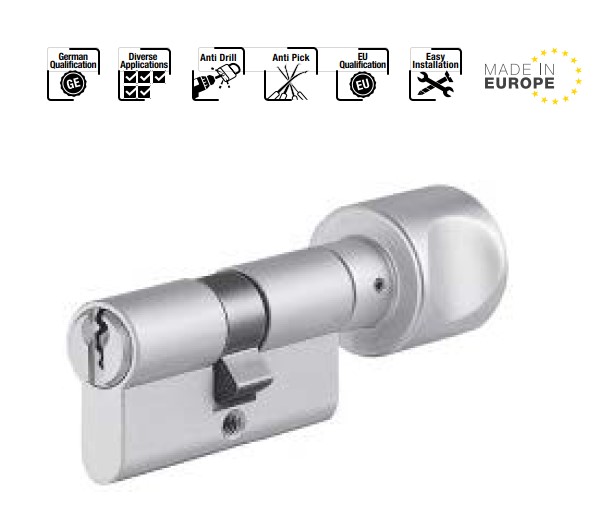 Ruột khóa 1 đầu chìa, 1 đầu vặn nhôm 71mm, chìa chủ_PSM Hafele - 916.66.582