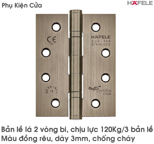 Bản Lề Lá 2 Vòng Bi 120Kg Hafele - 926.98.049