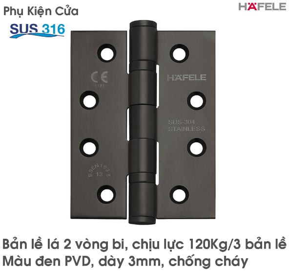 Bản Lề Lá 2 Vòng Bi 120Kg inox316 Hafele - 926.98.063