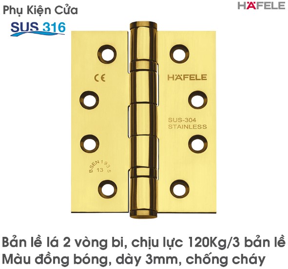 Bản Lề Lá 2 Vòng Bi 120Kg inox 316 Hafele - 926.98.068