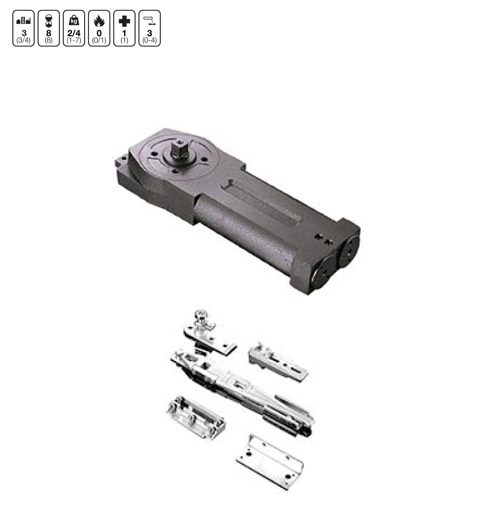 THIẾT BỊ ĐÓNG CỬA TỰ ĐỘNG GẮN KHUNG EN2 Hafele 80kg - 932.79.100