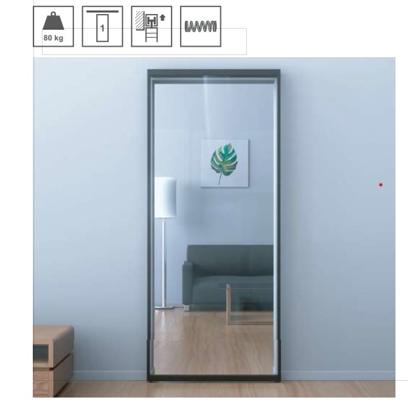 BỘ PHỤ KIỆN VỚI KHUNG NHÔM VÀ RAY TRƯỢT CHO 1 CỬA 1500MM Màu đen - 940.59.013