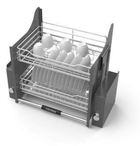 Rổ chén dĩa di động - Cucina Lento, phiên bản Rổ chén đĩa với thiết kế lưới dẹt 600mm - Mạ crom - 504.76.214