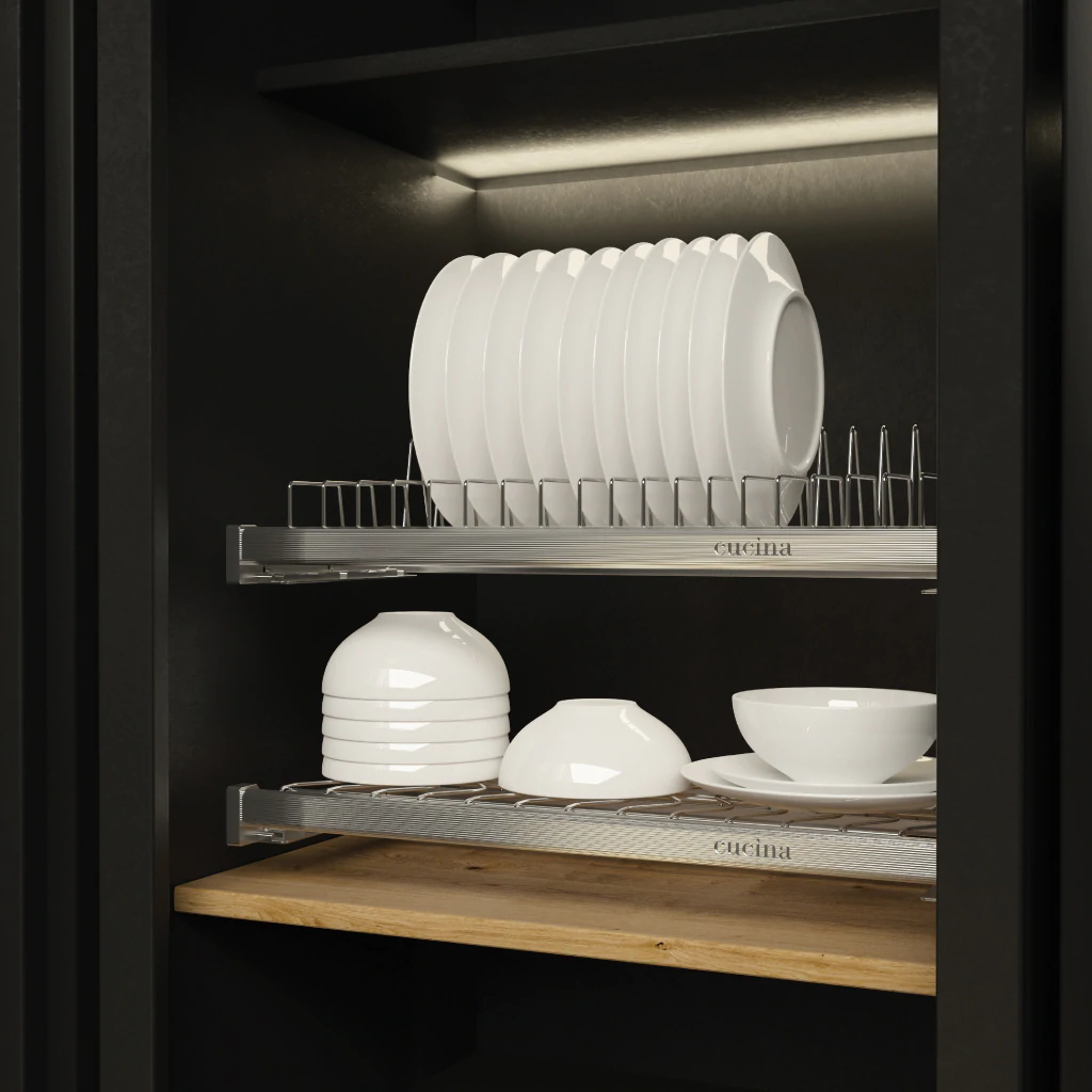 Rổ chén dĩa cố định - Cucina Presto, phiên bản Rổ chén đĩa có khung 600mm - Inox 304 - 544.40.004
