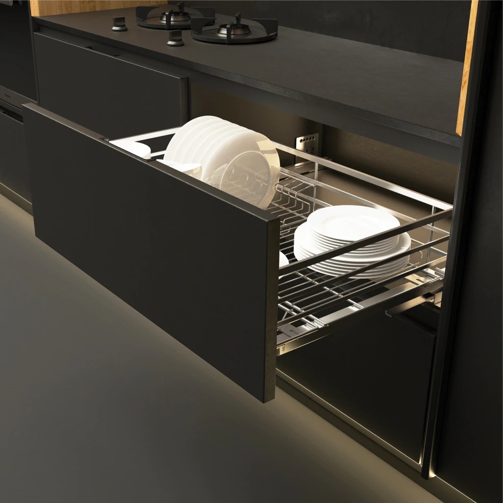 Bộ rổ chén đĩa - Cucina Cappella, phiên bản rổ chén đĩa không kèm ống đựng đũa 700mm - Mạ crom - 549.08.205