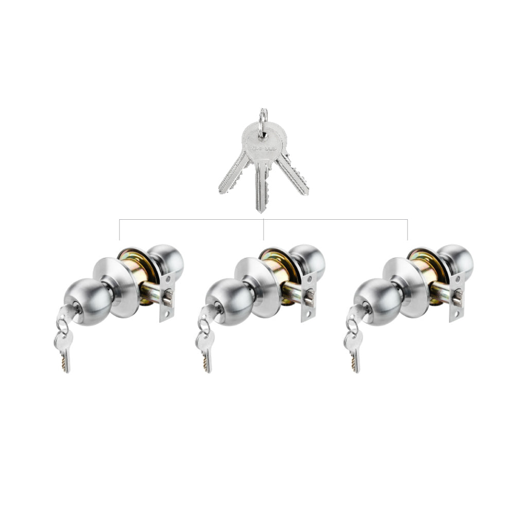 Bộ khóa tròn có chìa chủ Hafele DIY, inox mờ, bộ 3 khóa - 489.93.252
