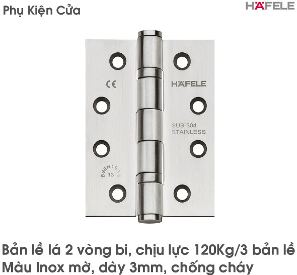 Bản Lề Lá Chống Cháy 2 Vòng Bi 120Kg Hafele - 926.98.131