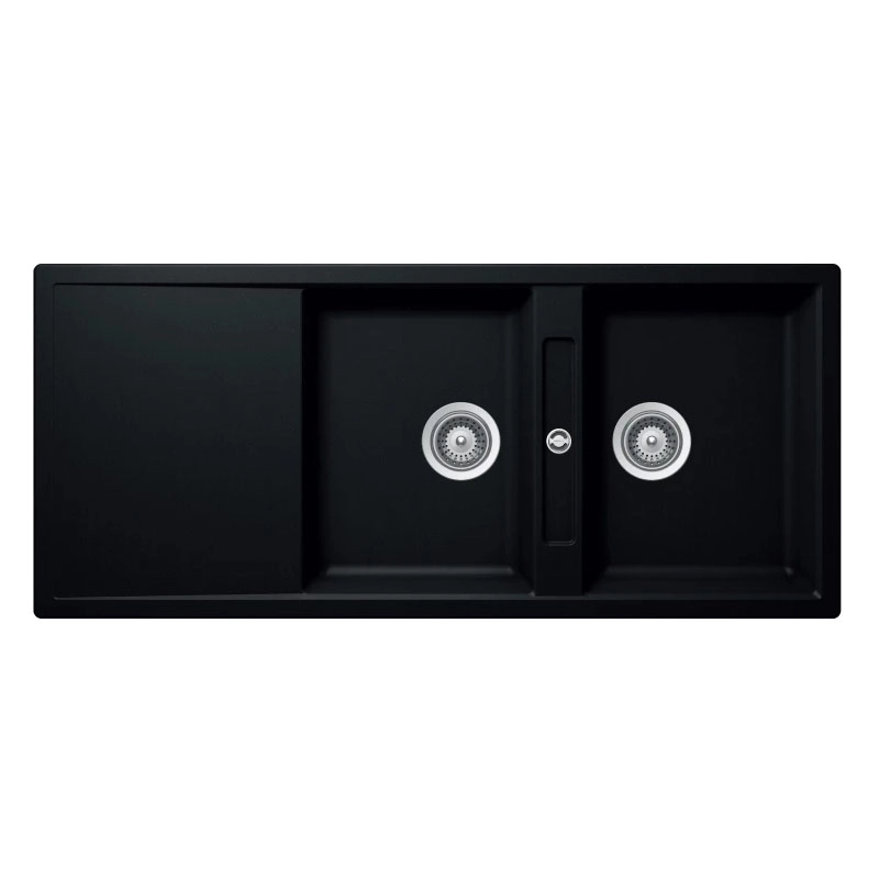 Chậu đá Hafele HS20-GKD2S80, chậu đôi có bàn ráo nước, màu đen - 570.33.330