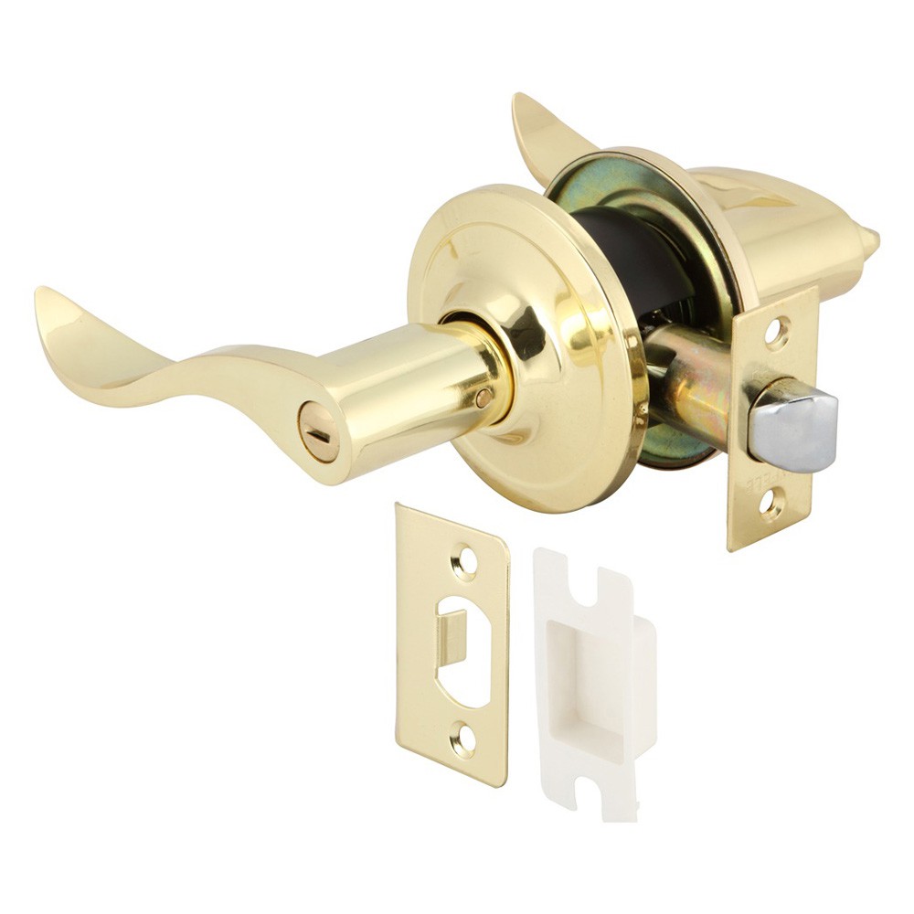 Bộ khóa tay nắm cửa toilet Hafele DIY, đồng bóng - 489.10.199